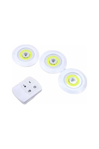 Dolap Işığı Mutfak Rafı Işığı Uzaktan Kumandalı 3 Lü Spot Led Lamba Çok Renkli