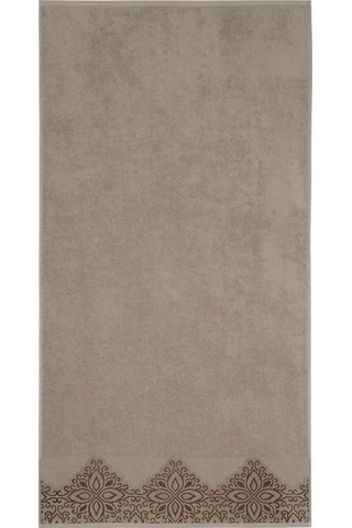 Pamuk Tekli Havlu Jakarlı Karna Home Klover - 50 X 90 Sütlü Kahverengi