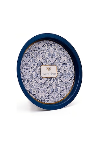 Azulejos Sweet Home Desenli Yuvarlak Metal Tepsi 31.5 CM