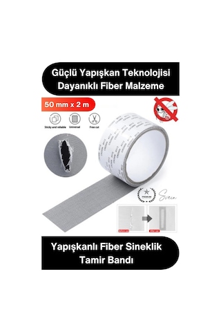 Yamabandı Sineklik Tamir Bandı Yapışkanlı Fiber Tül Yama 50 Mm X 2 Metre Delik Onarım Bandı Pencere
