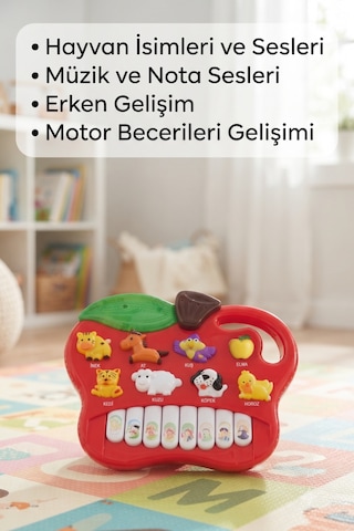 Neşeli Çiftlik Piyanom: Eğitici Ses Ve Müzikli Hayvanları Tanıyalım Ve Müzik Yapalım Kırmızı