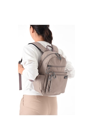 Sanmorris Unisex Suya Dayanıklı Paraşüt Kumaş 4 Bölmeli Laptop Bölmeli Seyahat Ve Okul Çantası Vizon