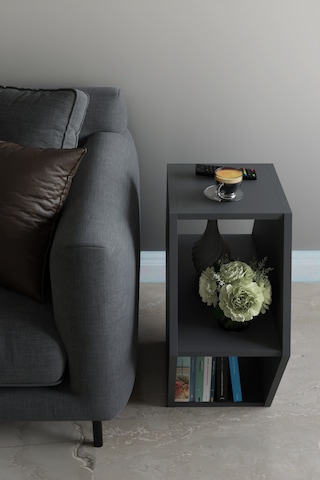 Alpa Ev Mobilya Altıgen Tasarım Yan Sehpa, Modern Koltuk Yanı Ve Dekoratif Kitaplık, Salon Sehpası Antrasit