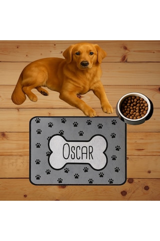 İsim Baskılı Kedi Köpek Mama Paspası Ve Beslenme Altlığı Mama Önü Tuvalet Önü Paspas 40x60cm Çok Renkli