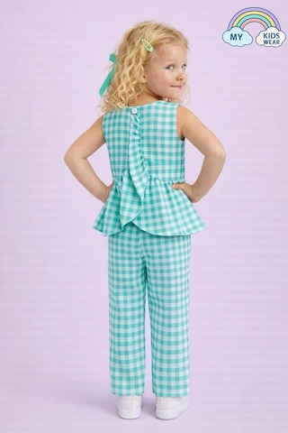 My Kids Wear Kız Çocuk Pötikareli Peplum Bluz Ve Pantolon Takımı 12692 Mint