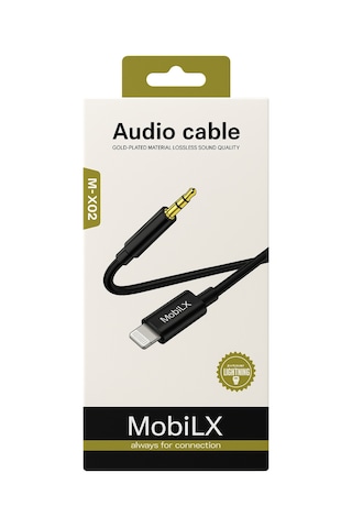 Mobilx M-x02 Lightning To 3.5mm Aux Ses Kablosu Apple Uyumlu iPhone , Stereo Ses Destekli, Altın Uçlu