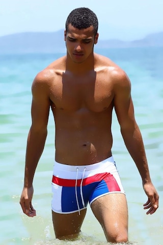 Angelsin Çok Renkli Likralı Erkek Deniz Şortu Çok Renkli