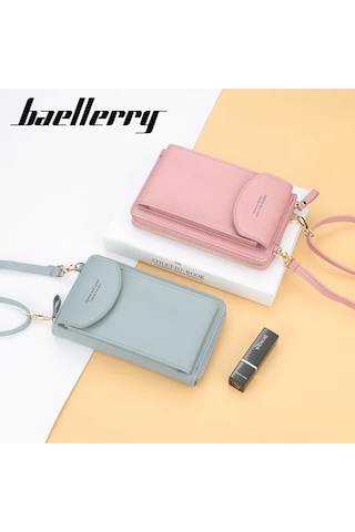 Baellerry Kadın Cüzdan & Telefon Bölmeli Çanta Büyük Kapasiteli Kartlık, Omuz Askılı El Çantası & Cüzdan Pembe