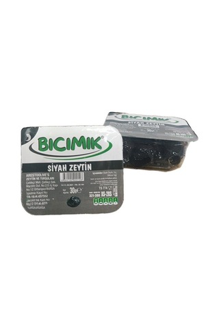Bıcımık Doğal Salamura Yağlı Siyah Zeytin 30 G Piknik X 40 Adet