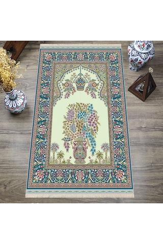 Dijital Baskılı, Yıkanabilir, Yumuşak Dokulu Çocuk Ve Yetişkin Seccade S-dot-n114-1 Yeşil