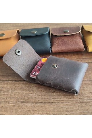 Sumerian Leather Craft Minimalist Deri Kartlık Kahverengi