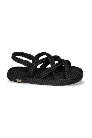Nomadic Republic Bodrum Kauçuk Tabanlı Çocuk Halat Sandalet Siyah