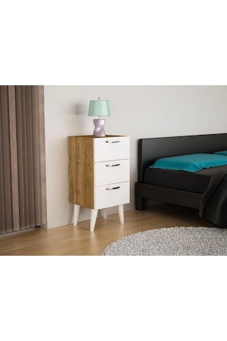 Dekorister Bellini 3 Çekmeceli Şifonyer Beyaz-Ceviz