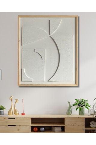 Dekoratif Minimal, 3d Kum Dokulu El Yapımı Soyut Tablo, Evinize Derinlik Katın-57501