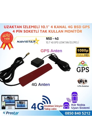 Uzaktan İzlemeli 10.1 İnç Dokunmatik 4 Kanal 4g Gps Bsd Kör Nokta Uyarı Sistemli Monitör