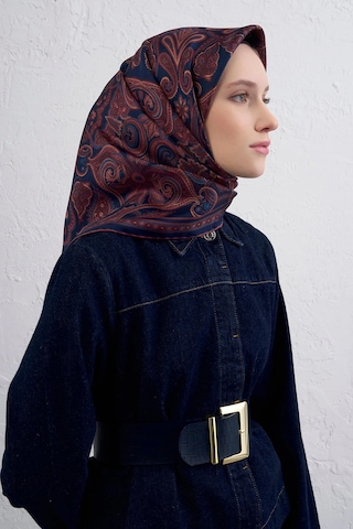 Armine Sura İpek Eşarp Lacivert - Bordo