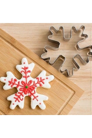 Paslanmaz Çelik Kek Kurabiye Noel Karları Şekilli Kalıp Çok Renkli