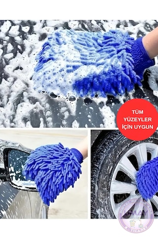 Mikrofiber Şönil Oto Yıkama Temizlik Eldiveni Emici Makarna Bez Araç Temizlik Eldiveni 1 Adet