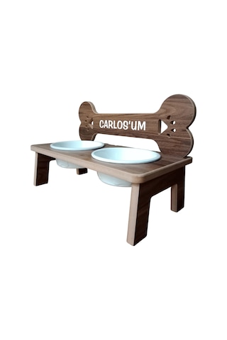 Realwood Özel İsimli Seramik Kaplı Orta Büyük Irk Köpek Mama Su Kabı 2 L