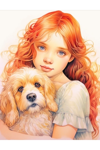 Anime Güzel Kız İle Köpeği Boyama Kitabı 100 Tam Sayfa
