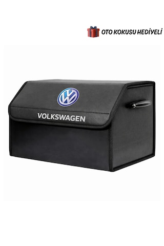 Volkswagen Marka Logolu Oto Bagaj Organizer Çanta Oto Bagaj Çantası 2 Bölmeli Suni Deri Boyutlar : 48 Cm X 31 Cm X 29 Cm