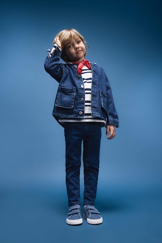 DeFacto Erkek Bebek Kapüşonlu Cepli Düğmeli Jean Ceket E0285A525SPNM28 Mavi