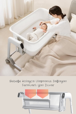 Kiwi Cozy Premium 3in1 Ağlamaya Duyarlı Anne Yanı Beşik, Park Yatak White Noise İle Kesintisiz Uyku