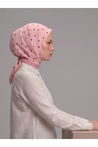 Ayshara Puan Desenli Tek Taraflı Eşarp - Pembe