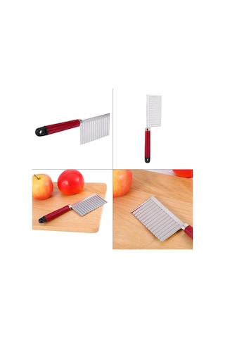 Patates Dalgalı Kenarlı Bıçak Çok İşlevli Paslanmaz Çelik Meyve Kesme Pişirme Aleti Gümüş