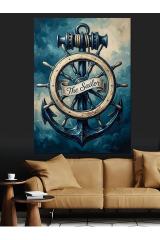 The Sailor Çapa Ve Dümen Dekoratif Kanvas - Mdf Ahşap Tablo