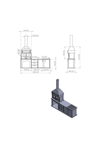 Fırınlı Tezgahlı Barbekü 2.4m Diğer