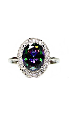 Lilahgümüştr Gümüş Mistik Topaz Taşlı Kadın Yüzük