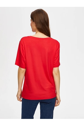 Faik Sönmez V Yaka Kısa Kol Kadın T-shirt Bs25tsh001 Kırmızı