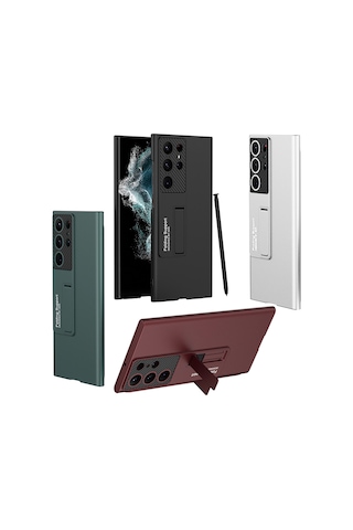 Samsung Galaxy S23 Ultra Standlı Sert Plastik Mat Kılıf - AL3566