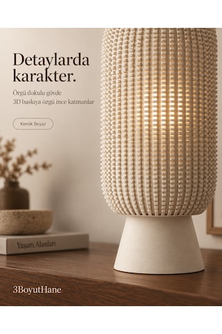 Modern Dekoratif Masa Lambası Salon Ve Yatak Odası İçin Abajur, 10 Renk Seçeneği, E14 Led Uyumlu Krem