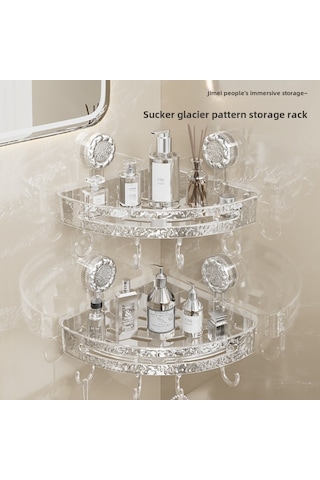 Reedark Banyo/tuvalet Köşe Depolama Rafı - Süksiyonlu, Delme Yok, Plastik, Modern Minimalist, Transparan Gri Diğer