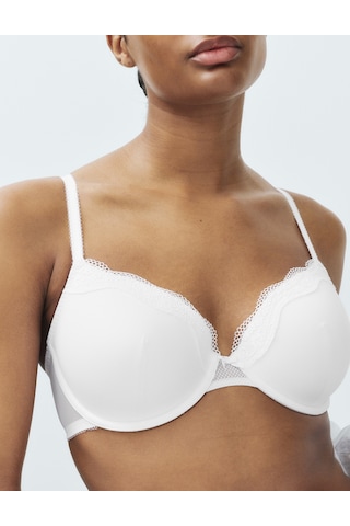 Marks & Spencer Jasmine Dantel Detaylı Balenli Demi Cup Sütyen T33002403 Beyaz