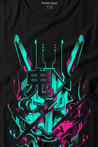 Kendim Seçtim Mask Hannya Demon Japonca Japanese Maske Oni Baskılı Tişört Çocuk T-shirt 001