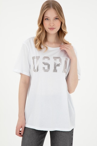 U.S. Polo Assn. Kadın Beyaz Bisiklet Yaka Basic Tişört 50300850-VR013