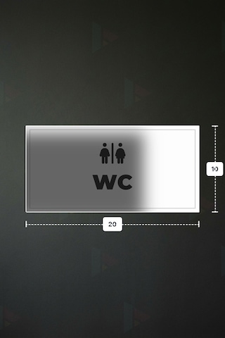 Wc Yazılı - Metal - Beyaz Renk - Kapı İsimliği - 20x10 Cm