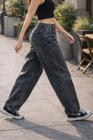 Cedy Denim Cedy Denım Yüksek Kalite Kadın Yüksek Bel Baggy Skater Jean Antrasit