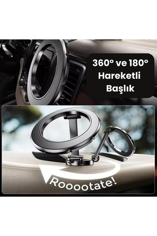 Miaxtreme T-83 Manyetik Araç Telefon Tutucu - 360 Derece Döner, Magsafe Uyumluluğu Var