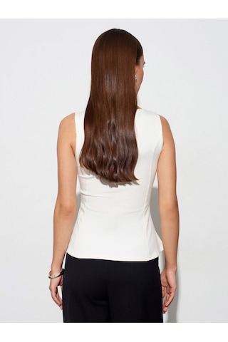 Dilvin 21001 Kayık Yaka Peplum Top-ekru