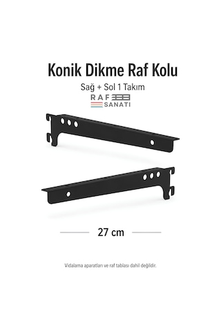 10 Takım Raf Destek Kolu 27 Cm 40 Hatve Ahşap Mdf Sunta Cam Raf Tutucu Raf Kolu Siyah