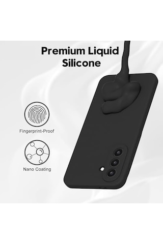 Samsung Galaxy Uyumlu A37 İçin Kılıf Liquid-silicone 360 Koruma Sağlayan Kamera Yükseltili İçi Süet Dokulu A37 Kılıf Darbelere Dayanıklı Tpu Yumuşak Dokulu A37 Koruyucu Kılıfı Siyah
