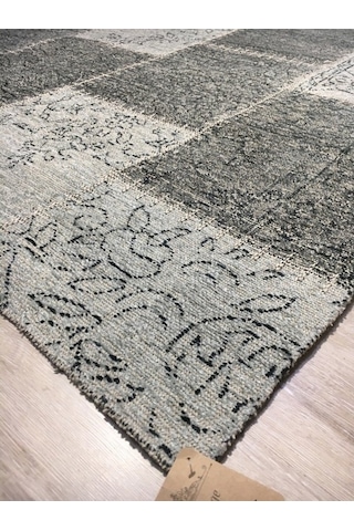 Türkmen Halı Vintage Mood 3205A Gri 80X150Cm Patchwork Kilim