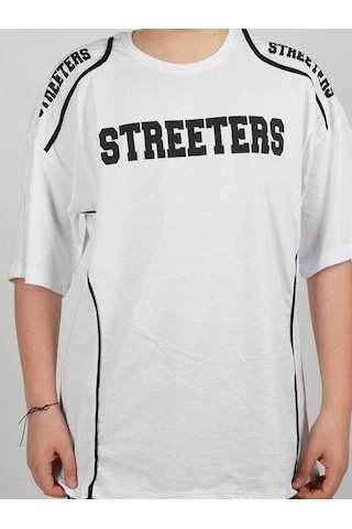 Çocuk Streeters Yazılı Pamuklu Oversize T-shirt-16015 Beyaz