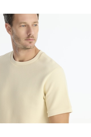 Yargıcı Regular Bisiklet Yaka Kısa Kol T-shirt 25kets9003x 017 Bej
