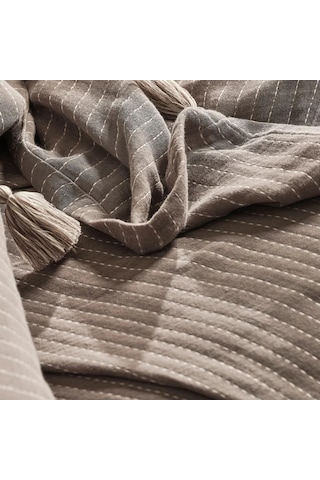 Jakarlı Müslin Yatak Örtüsü Çift Kişilik Costa Vizon