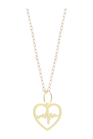 14 Ayar Altın Plakalı Kalp Atışı Motifli Doğum Günü Hediyesine Özel Altın Kolye-818 Kalp Atışı-1